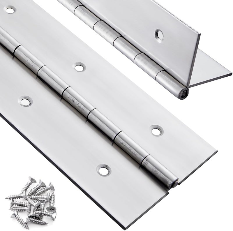 GRRONZEE 2 Pack Heavy Duty Piano Hinge 12 Inch x 3 Inch Stainless Steel Continuous & Piano Hinges with Holes, 12" Continuous Hinges for Cabinet, Door, DIY Wood Boxes, 0.060" Leaf Thickness, 3" Open Width - Image 1